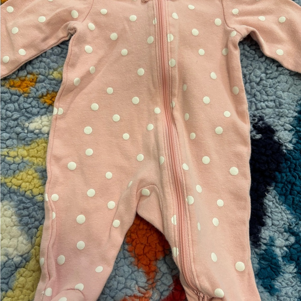 Carter's Pink and White Polka Dot Footie